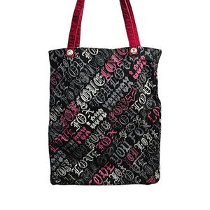 Fox Canvas Tote Vintage Graphic Punk Love Fox Velvet Handle Cotton Shoulder Bag